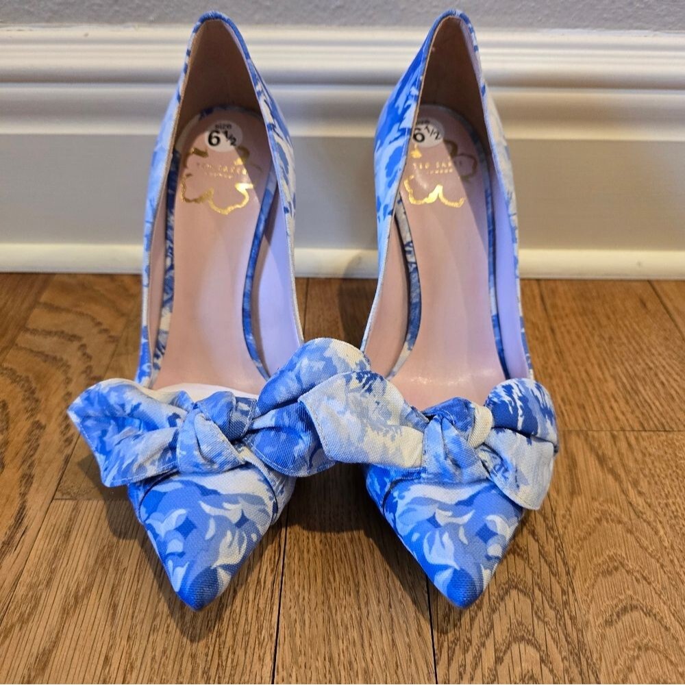 Ted Baker Blue Floral Heels - Picture 5 of 8